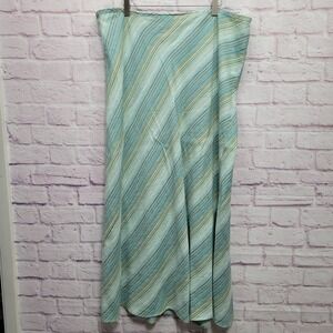 Y2K Lane Bryant A line Striped Maxi Skirt Sz 16 Lightweight Coastal Flowy Boho